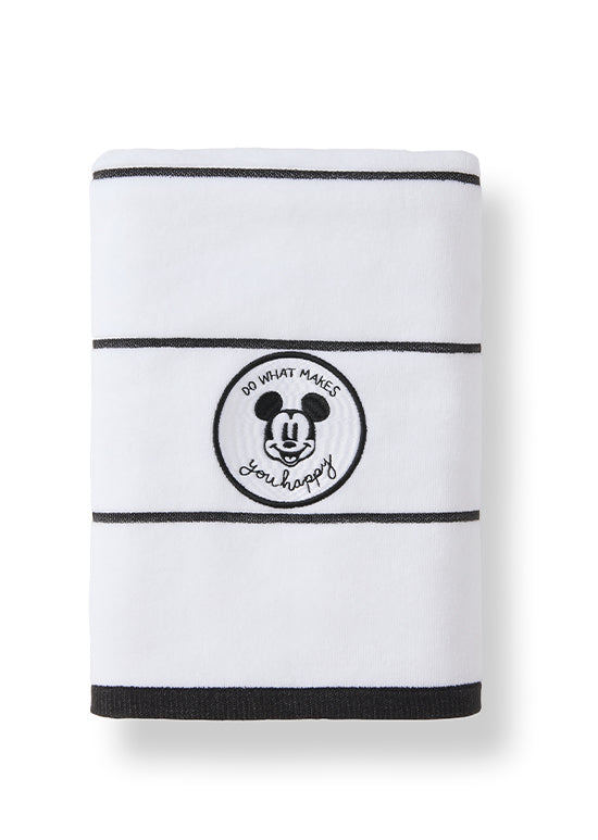 מגבת ילדים ג'קארד, מיקי פסים  - לבן