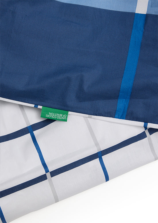 Benetton Grid Collection, מצעי כותנה משבצות - נייבי