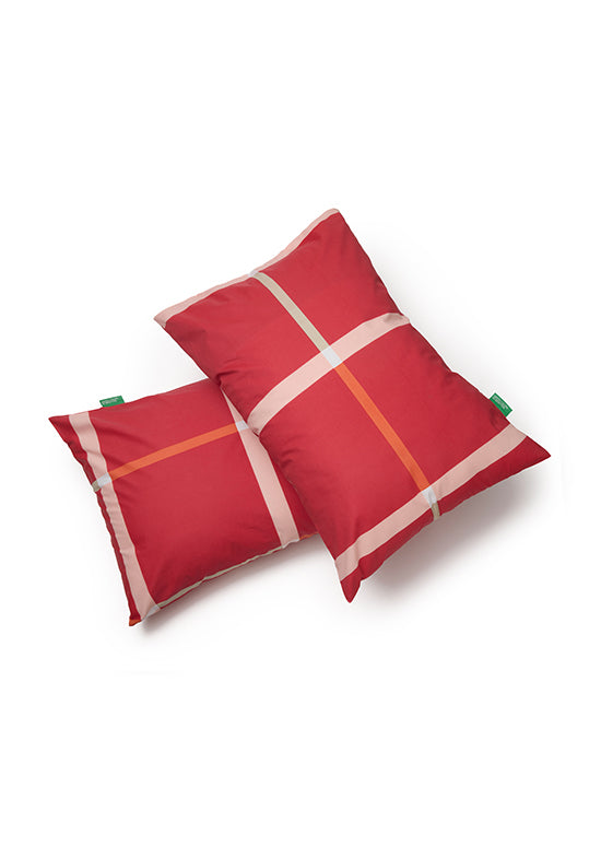 Benetton Grid Collection, מצעי כותנה משבצות - אדום