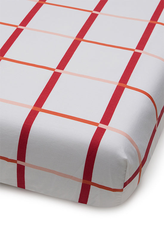 Benetton Grid Collection, מצעי כותנה משבצות - אדום