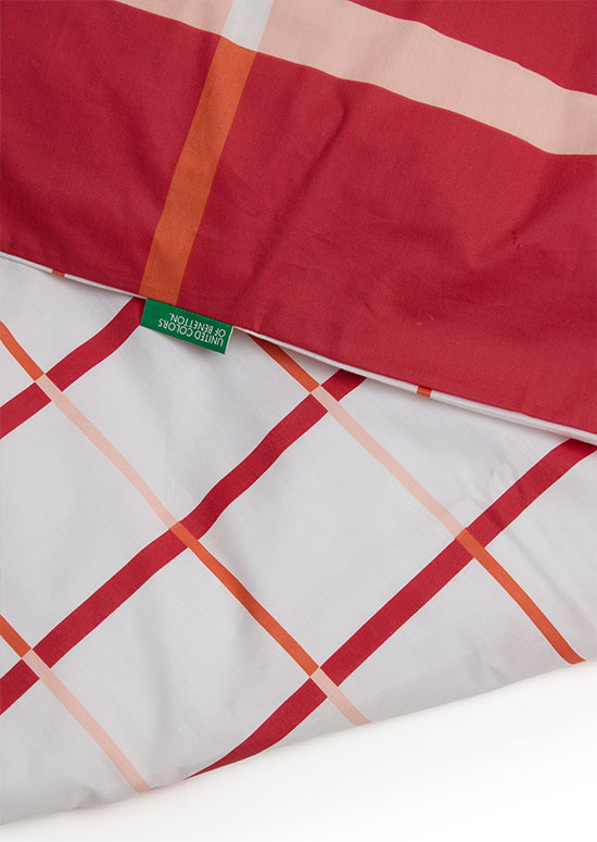 Benetton Grid Collection, מצעי כותנה משבצות - אדום