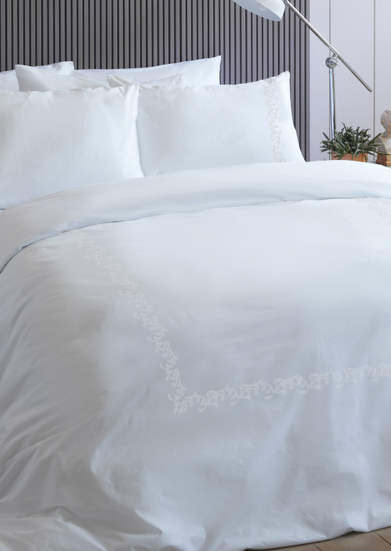 סט מצעי פרקל כותנה CHIC, קוסמו - לבן