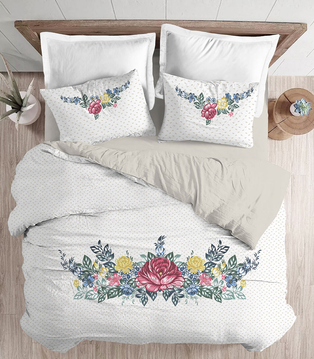 סט מצעים זוגי פרקל כותנה, הילה