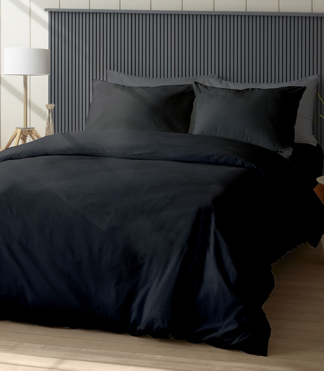 סט מצעי סאטן כותנה ויקטורי - שחור