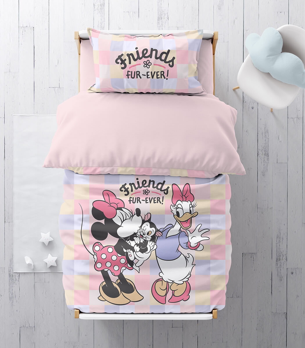 סט מצעי כותנה למיטת מעבר, מיני ודייזי חברות לנצח