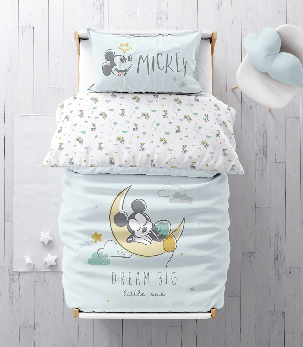 סט מצעי כותנה למיטת מעבר, מיקי חלומות נעימים