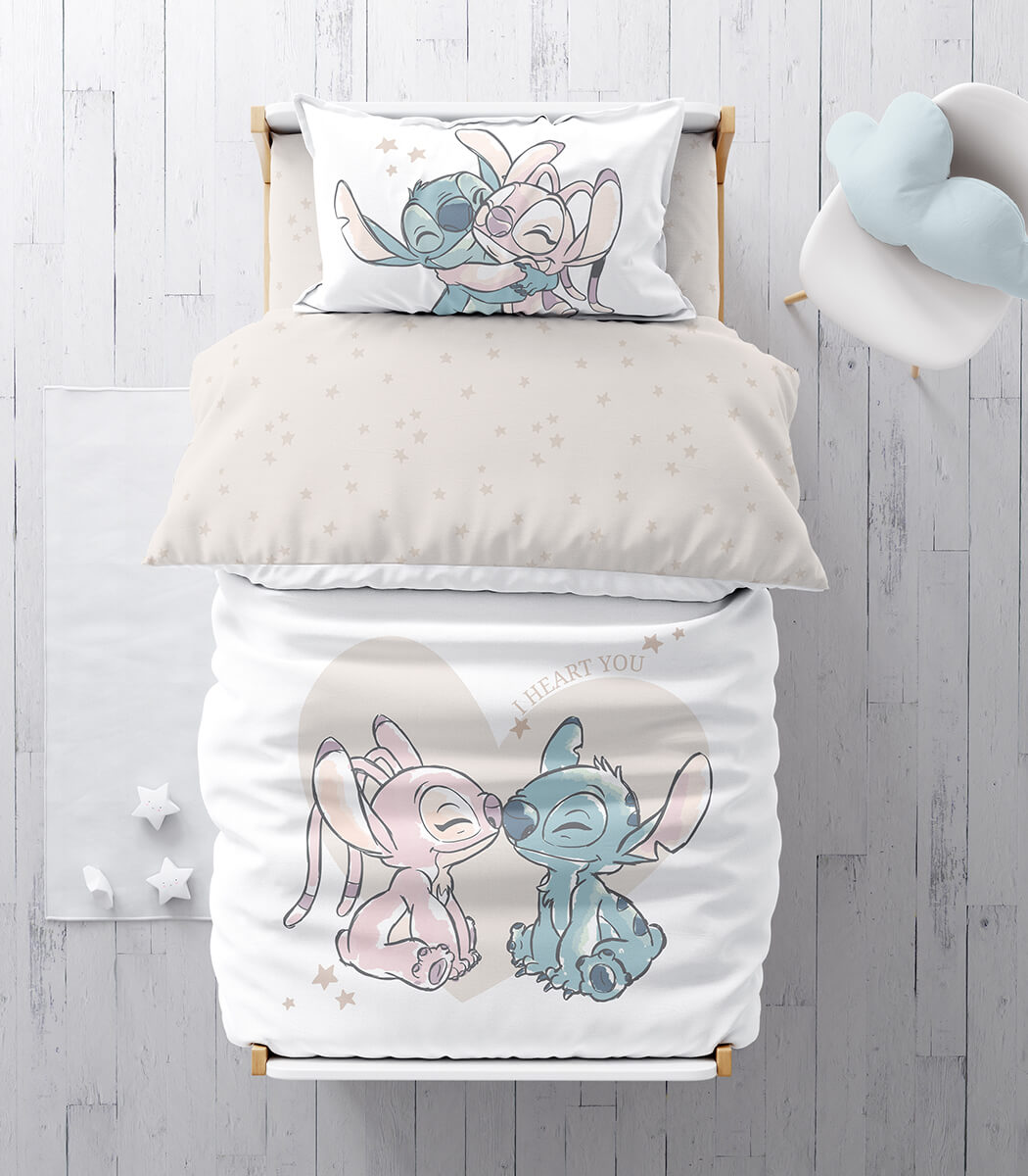 סט מצעי כותנה למיטת מעבר, סטיץ ואנג'ל מחובקים