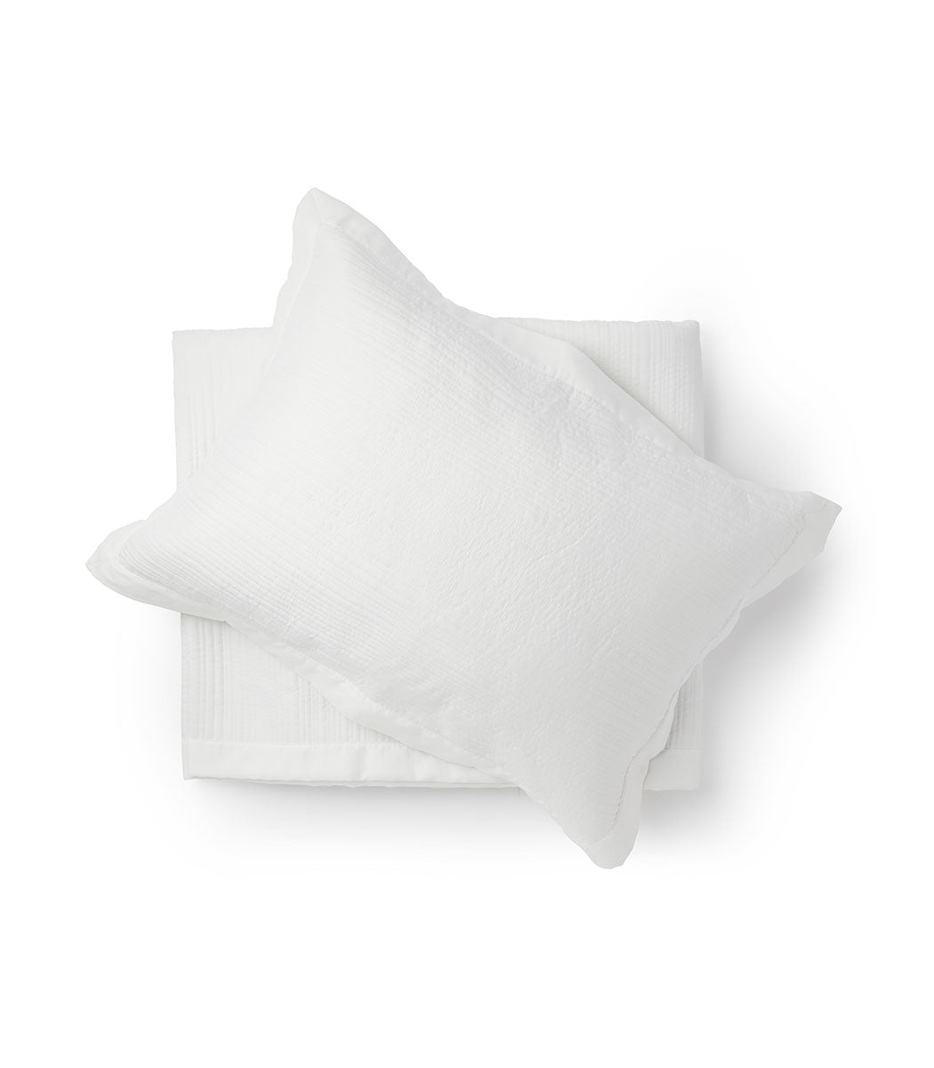 סט כיסוי מיטה וציפיות, עופרי - לבן