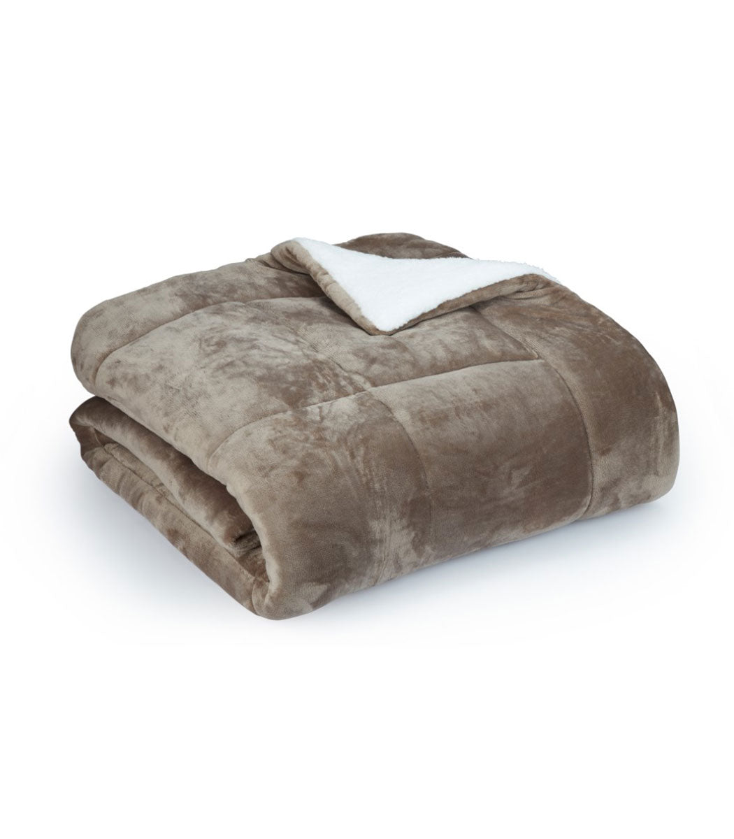 שמיכת חורף פרוותית ממולאת, דגם מורנו - קפה