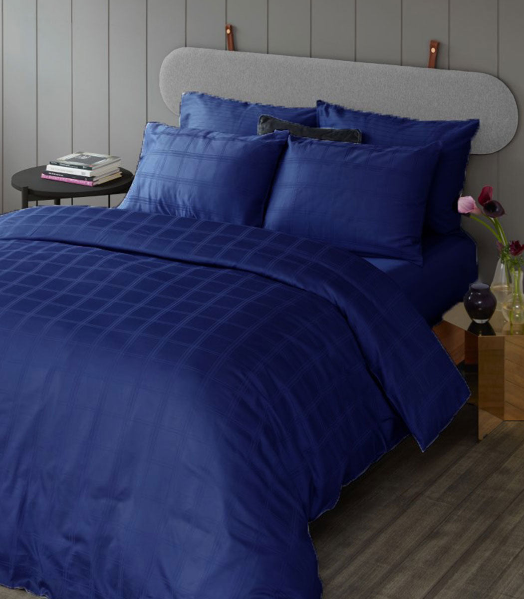 סט מצעי סאטן כותנה, קריסטין - כחול