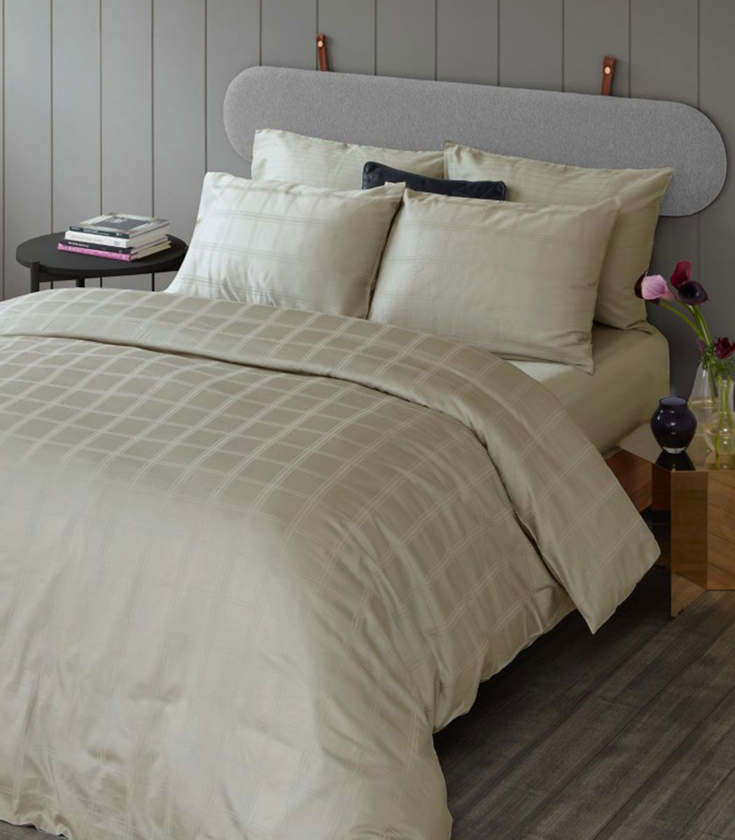 סט מצעי סאטן כותנה, קריסטין -  קפה