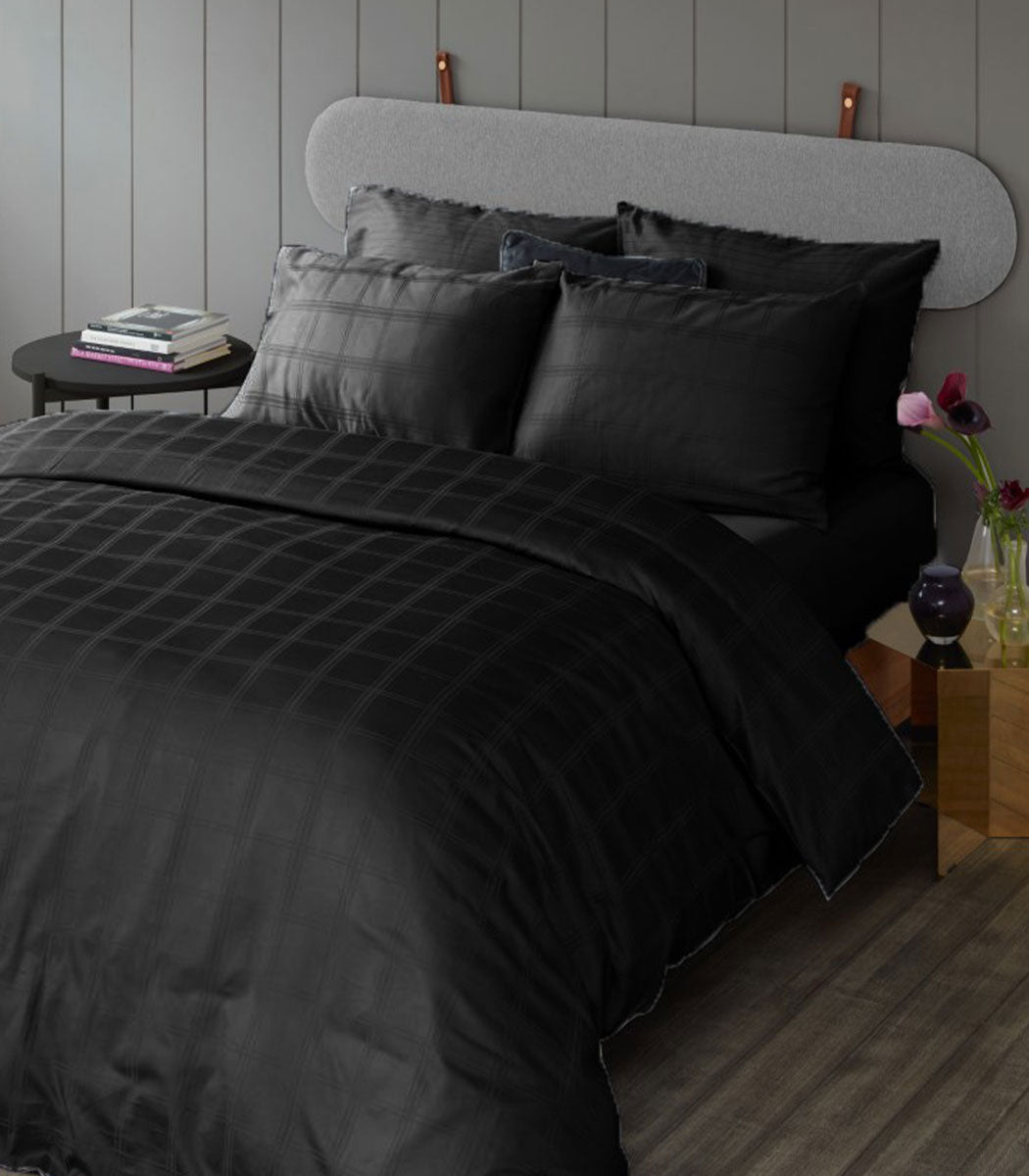 סט מצעי סאטן כותנה, קריסטין - שחור