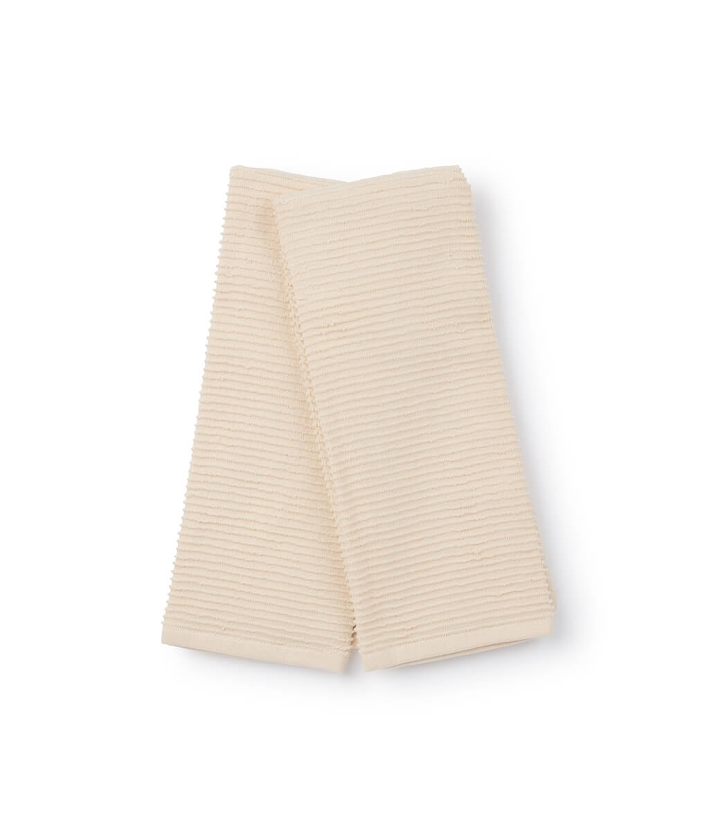 זוג מגבות מטבח, דגם ריבס - קרם