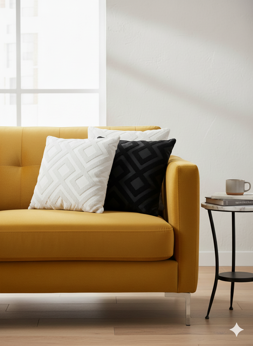 כריות נוי, דגם גפן - לבן