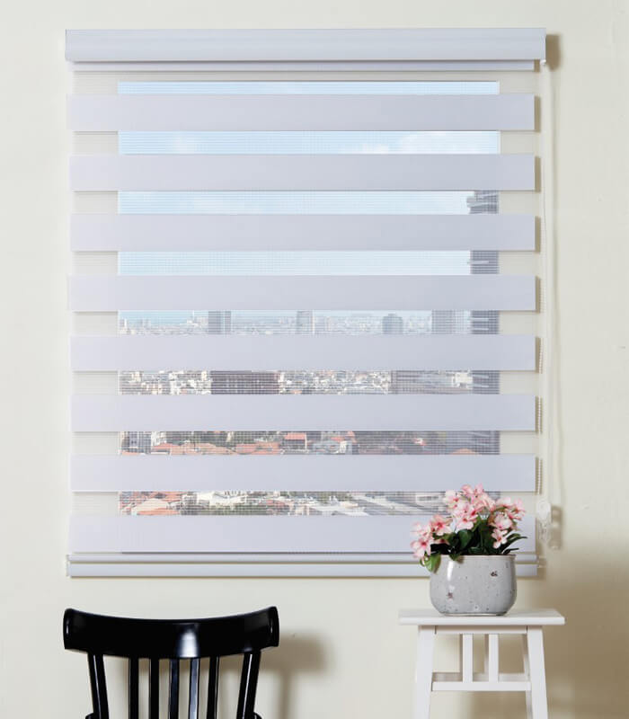 וילון זברה גלילה  - אפור בהיר