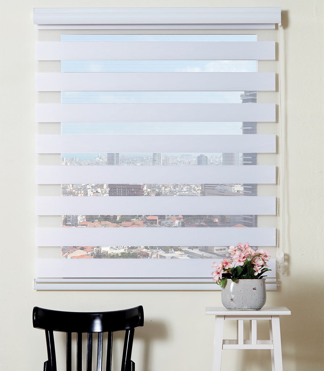 וילון זברה גלילה - לבן